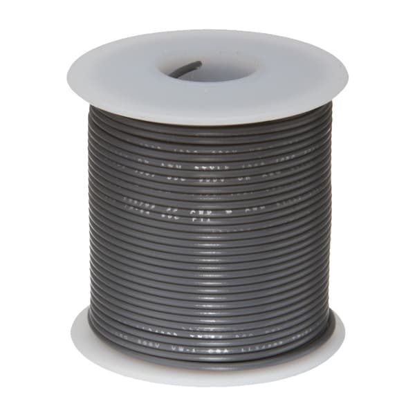 12 AWG Gauge SXL Automotive Stranded Hook Up Wire, 25 ft Length, Gray, 0.161" Diameter, 60 Volts